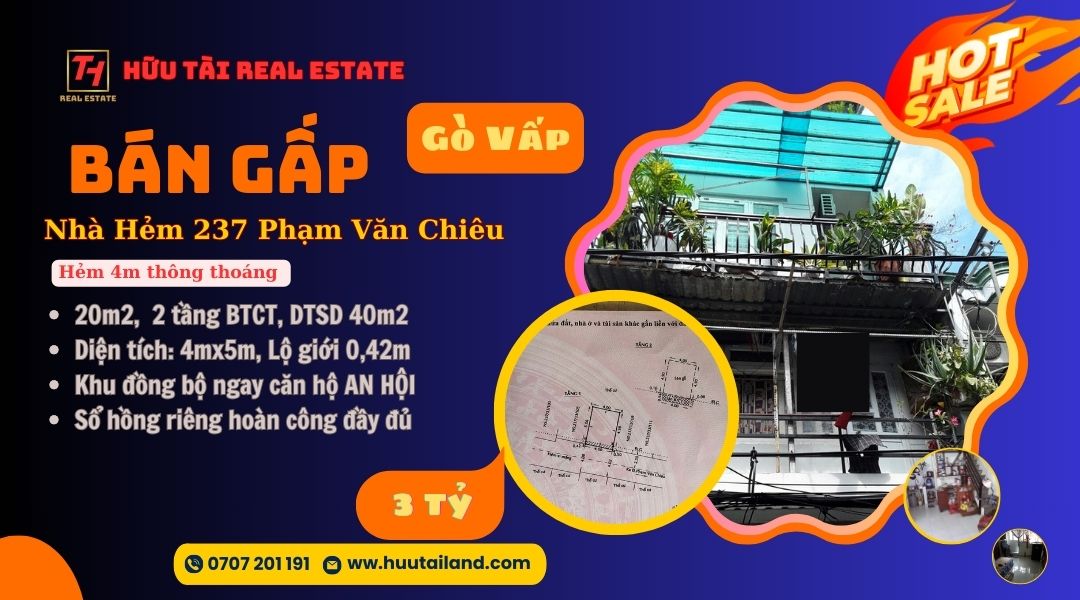 Bán nhà hẻm ba gác Phạm Văn Chiêu Gò Vấp